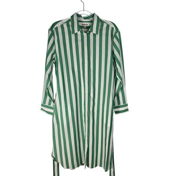 Boden Cotton Midi Shirt Dress Relaxed Fit Long Sleeve Button Front Waist Tie 10 - Picture 2 of 8